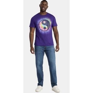 Humor Mens Yin Yang Rainbow Tie Dye Graphic Tee Purple Size XL NWT
